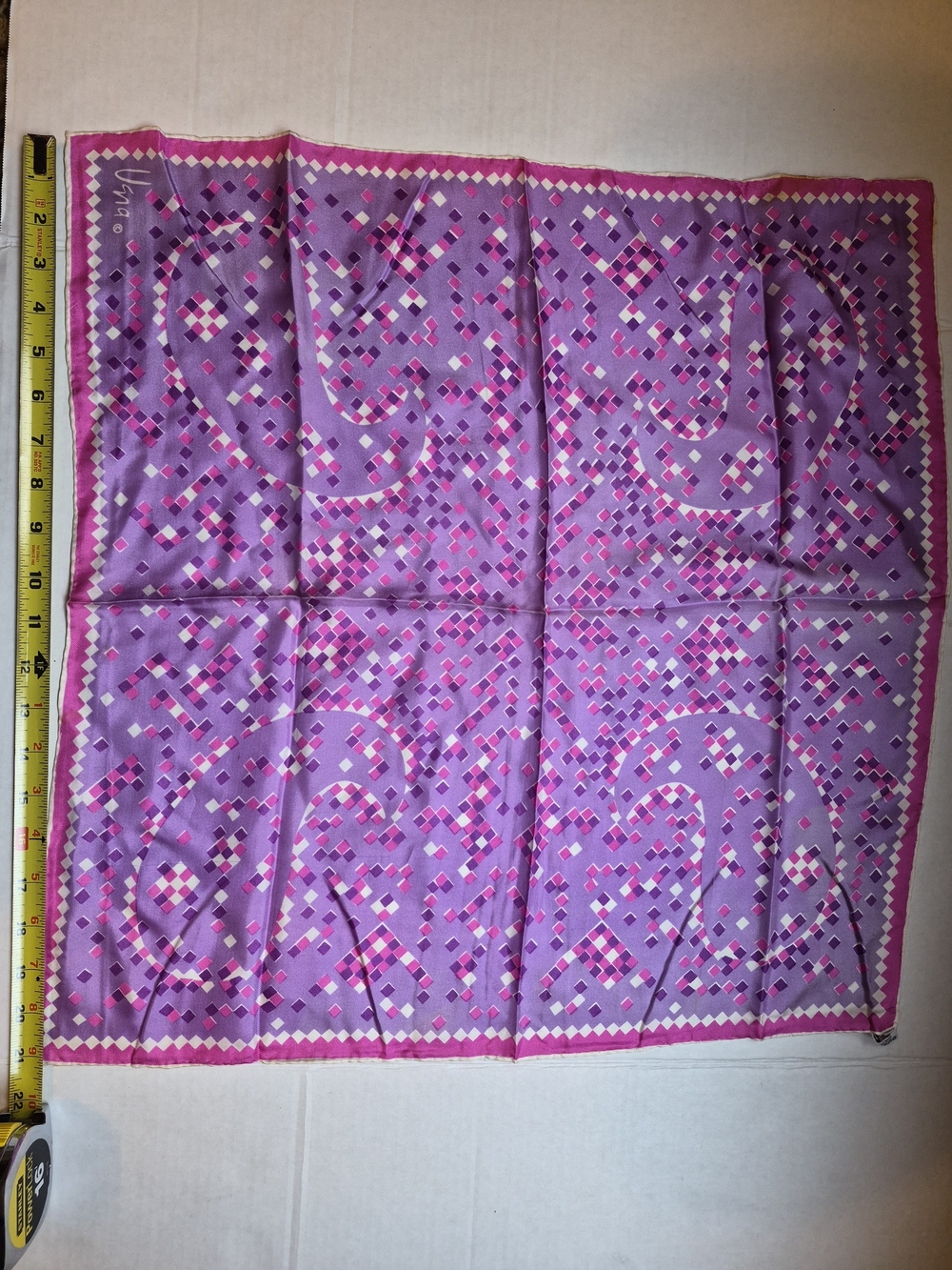 Vera 60s 50s Retro Vintage Purple Patterned Square Scarf Bandana